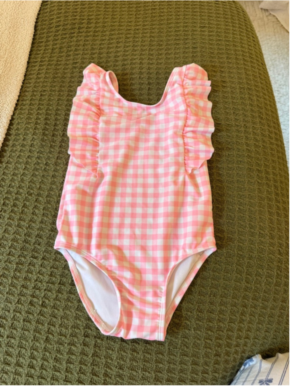 Girls The Children's Place One Piece Swimsuit 5T Pink White Gingham